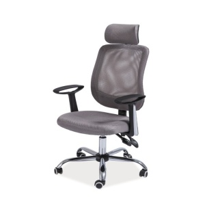 Scaun de birou cu mesh, SL Q118, ergonomic, brate si tetiera ajustabile, cadru metalic, mecanism balans, 100 kg, Gri - Img 2