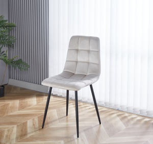 Scaun de living si bucatarie cu cadru metalic, AB37 ergonomic, catifea, 89x44x43 cm, 100 Kg, Bej - Img 2