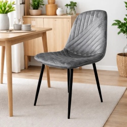 Scaun de living si bucatarie Doina FDC2-1, tapiterie catifea, cadru metalic, 90 kg, 84x44x39 cm, gri
