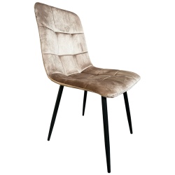Scaun de living si bucatarie Rizea FDC4, tapiterie catifea, cadru metalic, 90 kg, 85x44x40 cm, bej - Img 3
