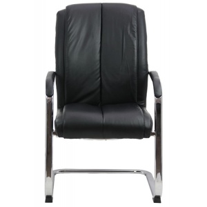 Scaun de vizitator tip sanie OFF 8117, piele ecologica, cromat, cu brate, 120 kg, negru - Img 3