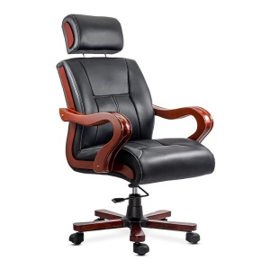 Scaun directorial cu masaj OFF1662, baza lemn, piele ecologica, elegant, robust, cu temporizator, 120 kg - Img 1