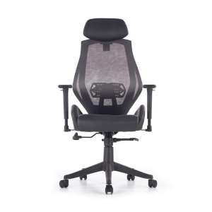 Scaun directorial cu suport lombar HM Hasel, mesh, ergonomic, mecanism multiblock, cotiere reglabile, tetiera integrata, 120 kg, negru gri - Img 3