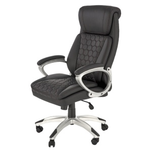 Scaun directorial HM Thomas, piele ecologica, mecanism de balansare, cadru polipropilena, 100 kg, negru - Img 2