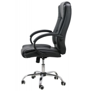Scaun directorial OFF 429, piele ecologica, pivontant, rotire 360, baza cromata, 110 kg, negru - Img 3