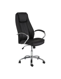 Scaun directorial SL Q036, Piele ecologica, Cadru Metalic, Inaltime ajustabila, 100 kg, Negru