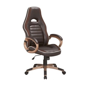 Scaun directorial SL Q150, Piele ecologica, Tetiera integrata, Inaltime ajustabila, 100 Kg, Maro - Img 3