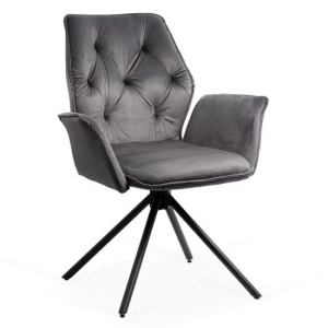 Scaun living rotativ BUC 0224, baza metalica, tapiterie catifea, elegant, 100 kg - Img 3