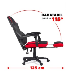 Scaun OFF 304, ergonomic, mesh, mecanism de balans, suport picioare retractabil, 110 kg, negru rosu - Img 3