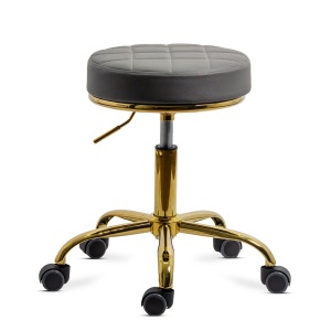 Scaun profesional OFF 1023, rotativ, baza metalica aurie, piele ecologica, inaltime ajustabila, roti gumate, 100 kg