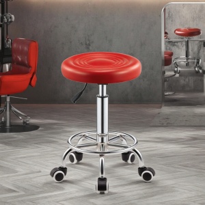 Scaun rotativ cu suport pentru picioare, inaltime ajustabila, rotire 360°, Rosu - Img 2