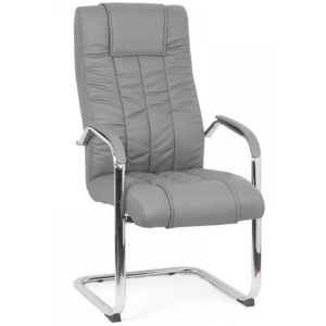 Scaun vizitator de birou OFF 8115, ergonomic, piele ecologica, cadru cromat tip sanie, 120 kg