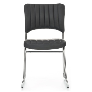 Scaun vizitator HM Rapid, Cadru Cromat, Piele ecologica, 83x43x58 cm, Sarcina max 120 Kg, Negru - Img 3