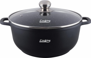 SEMIOALA ALUMINIU TURNAT +CAPAC, 32 CM X 14.5 CM , 10 L, DARK LINE, COOKING BY HEINNER  - Img 2