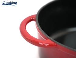 SEMIOALA FONTA EMAILATA OVALA+CAPAC 33.5x26X12 CM, 6L, RED LINE, COOKING BY HEINNER - Img 3