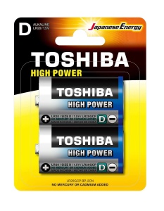 Set 2 baterii TOSHIBA LR20 D 1.5V High Power alcaline, performanta ridicata