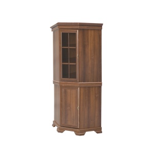 Set comoda pe colt pentru living VMN1, cu o usa, o polita si vitrina suprapozabila VMNN1, o usa, 2 polite, Pal Melaminat, cu elemente din MDF, Nuc - Img 2