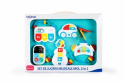 SET JUCARII MUZICALE BEBELUSI, 5IN1, JUCARIE TELEFON, JUCARIE CHITARA, JUCARIE PIAN, JUCARIE MASINUTA, ZORNAITOARE