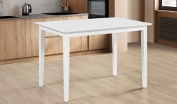 Set masa living si bucatarie Bali, MDF, 112x72x74 cm si 4 scaune Houston, lemn masiv, tapiterie stofa, 100 kg, alb - Img 3