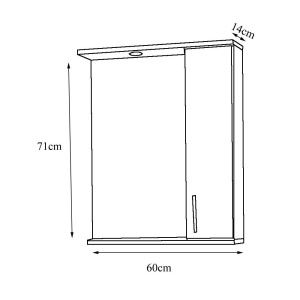 Set mobilier baie GN0541, front MDF, cu lavoar ceramic, 60 cm, 2 usi, 2 rafturi, picioare cromate reglabile, balamale soft close si oglinda cu dulap GN0201, dreptunghiulara, PAL, iluminare led, alb - Img 2