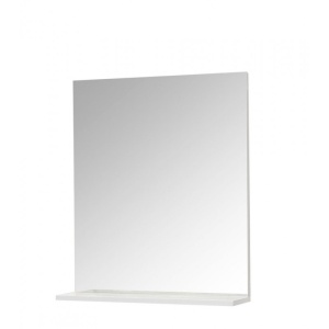 Set mobilier baie GN0541, front MDF, cu lavoar ceramic, 60 cm, 2 usi, 2 rafturi, picioare cromate reglabile, balamale soft close si oglinda cu polita GN0551, dreptunghiulara, PAL, alb - Img 3