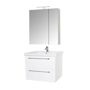 Set mobilier baie suspendat, cu lavoar ceramic, GN0541, front MDF