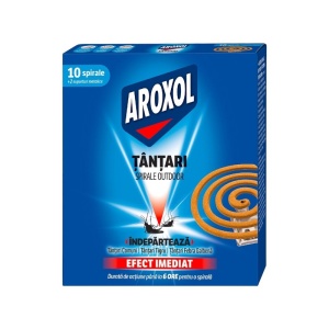 Spirale anti tantari outdoor Aroxol, 10 bucati + 2 suporti metalici, protectie eficienta pentru exterior
