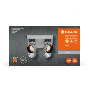 Spot LED cvadruplu ajustabil Ledvance DECOR JUPITER SQUARE, 22W, 2000 lm, lumina calda (3000K), IP20, 260x260mm, Argintiu, clasa energetica F - Img 1