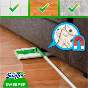 Swiffer, Set mop plat si rezerve, 3 rezerve umede, 8 rezerve uscate, Verde - Img 2