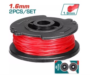 TOTAL - SET 2 BUC BOBINA CU FIR DE TAIERE- 1.6MM - 5M - PENTRU TRIMMER CU ACUMULATOR