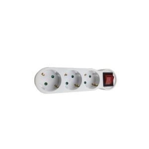Triplu stecher cu 3xSchuko si intrerupator cu LED