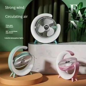 Ventilator portabil 5W, incarcare USB-C, 3 viteze, 5 moduri iluminare, unghi reglabil, diverse culori - Img 4