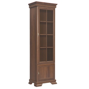 Vitrina living VMW1, 2 usi, 4 polite, Pal melaminat, cu insertii MDF, Nuc - Img 2