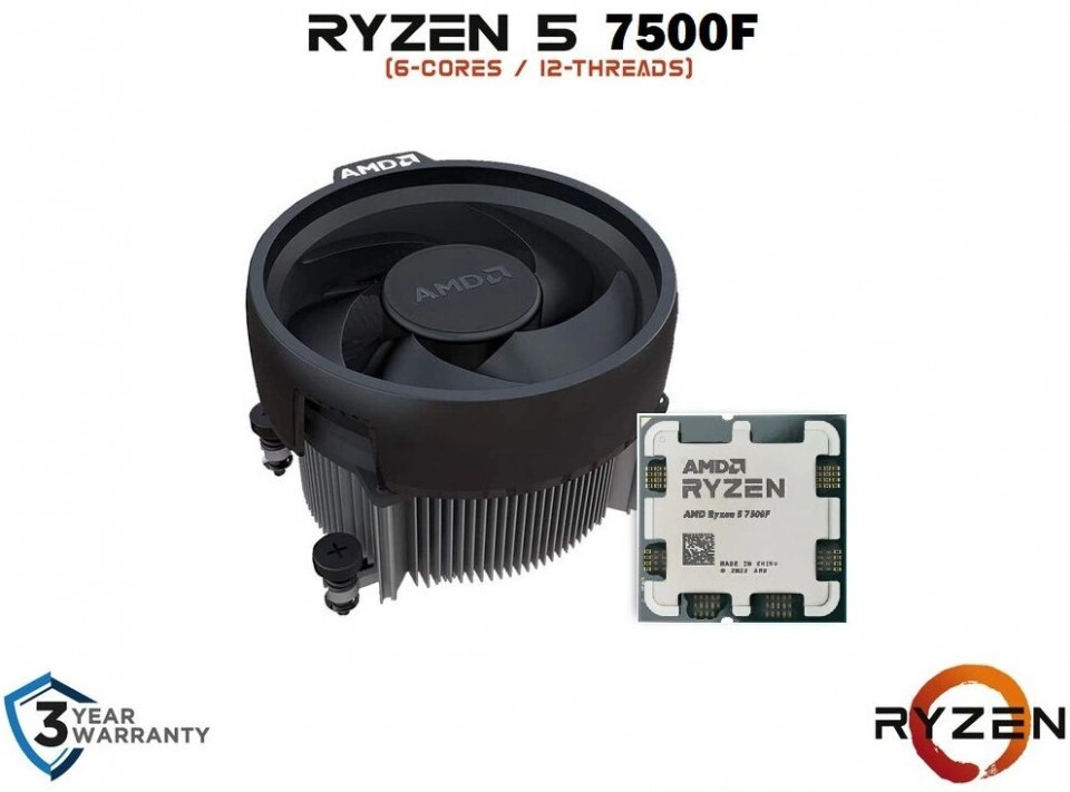 CPU AMD Ryzen 5 7500F, 3.7GHz (5.0GHz), 6C/12T, 32+6MB, 65W, AM5, tray