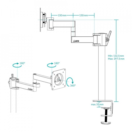 Nosač za monitor ARCTIC X1 Desk Mount Monitor Arm, AEMNT00061A - Img 2