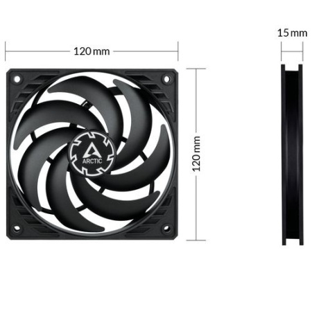 Ventilator za kućište Arctic P12 PWM PST SLIM, 15 mm thick,12cm, 4 pin, black, ACFAN00187A - Img 3