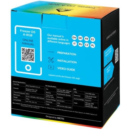CPU Hladnjak Arctic Freezer i35 A-RGB, 4 heatpipe up to 150W TDP, ACFRE00104A, LGA 1700 - Img 2