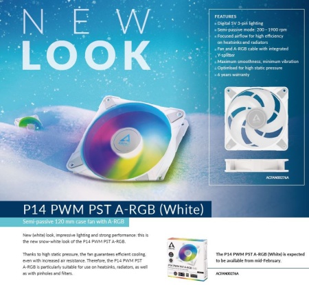 Ventilator Arctic P14 PWM PST A-RGB (White) 0dB, 14cm, 4 pin, ACFAN00276A - Img 4