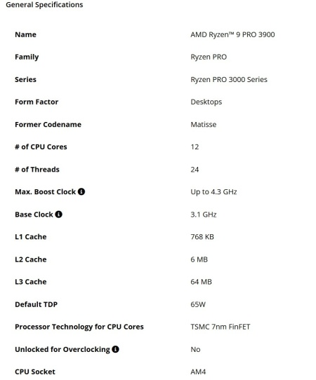 CPU AMD Ryzen 9 PRO 3900, 3.1 GHz (4.3 GHz), 12 Cores/24 Threads, 64MB L3 Cache, 65W, AM4 - Img 3