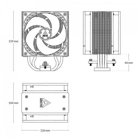 CPU Hladnjak Arctic Freezer 36 A-RGB (Black), ACFRE00124A, DUO FAN, 4 heatpipe, AM5, LGA1700 - Img 5