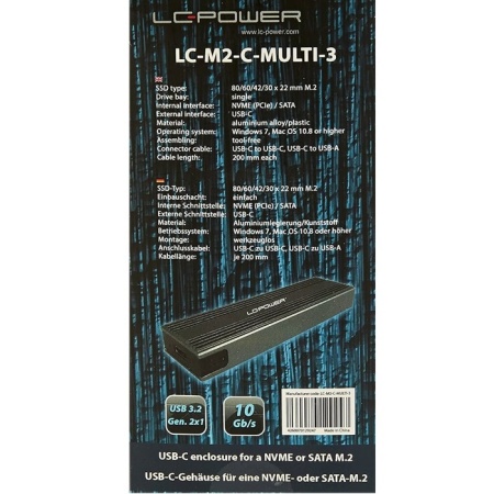 SSD Rack LC Power LC-M2-C-MULTI-3 for M.2 SSD (kabl USB Tip C - USB Tip C + kabl USB Tip A - USB Tip C) - Img 2