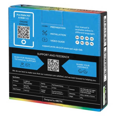 Ventilator Arctic P14 PWM PST A-RGB (Black) 0dB, 14cm, 4 pin, ACFAN00239A - Img 2