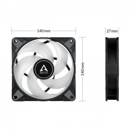 Ventilator Arctic P14 PWM PST A-RGB (Black) 0dB, 14cm, 4 pin, ACFAN00239A - Img 3