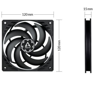 Ventilator za kućište Arctic P12 PWM PST SLIM, 15 mm thick,12cm, 4 pin, black, ACFAN00187A - Img 3