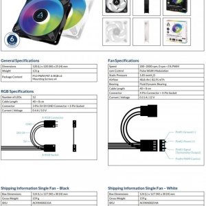 Ventilatori Arctic P12 PWM PST A-RGB (White) - 3 Pack, 12cm, 4 pin, ACFAN00258A - Img 4