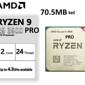 CPU AMD Ryzen 9 PRO 3900, 3.1 GHz (4.3 GHz), 12 Cores/24 Threads, 64MB L3 Cache, 65W, AM4