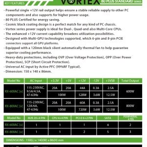 Napajanje 800W RAIDMAX Vortex RX-800AC-V, 80Plus White - Img 2