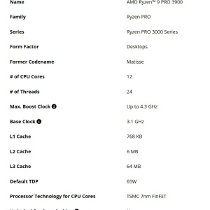 CPU AMD Ryzen 9 PRO 3900, 3.1 GHz (4.3 GHz), 12 Cores/24 Threads, 64MB L3 Cache, 65W, AM4 - Img 3