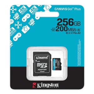 Micro SD 256GB KINGSTON Canvas Go! Plus SDCG4/256GB, sa adapterom, up to 200MB/s read, za 4K snimanje