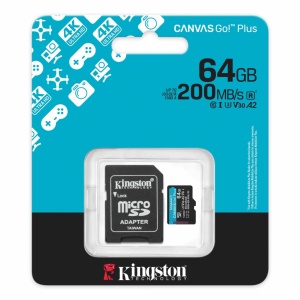 Micro SD 64GB KINGSTON Canvas Go! Plus SDCG4/64GB, sa adapterom, up to 200MB/s read, za 4K snimanje